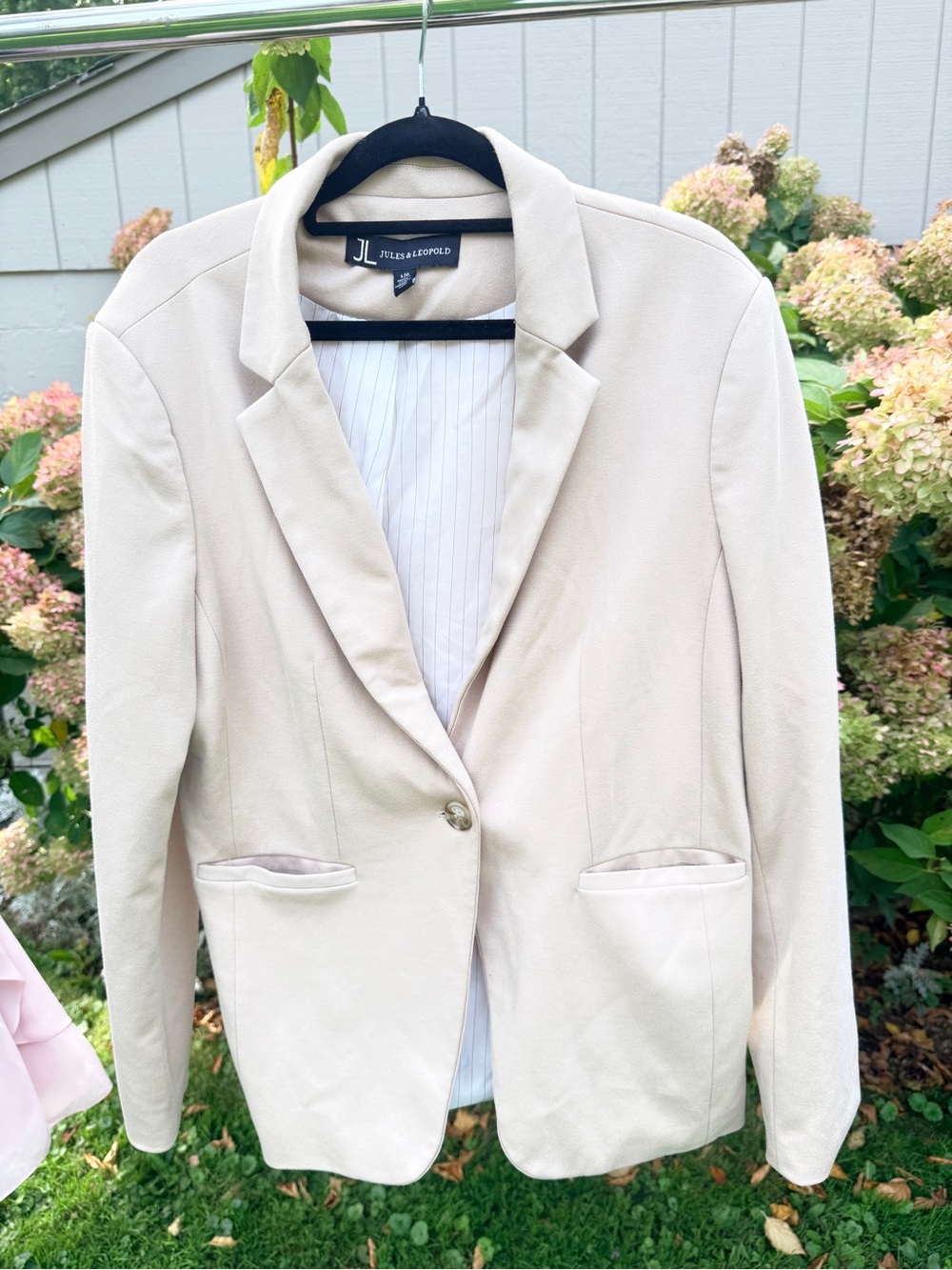 Jules & Leopold Light Cream Single-Button Notch Lapel Blazer